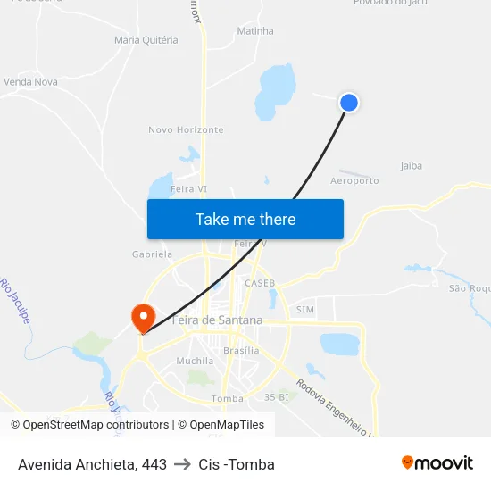Avenida Anchieta, 443 to Cis -Tomba map