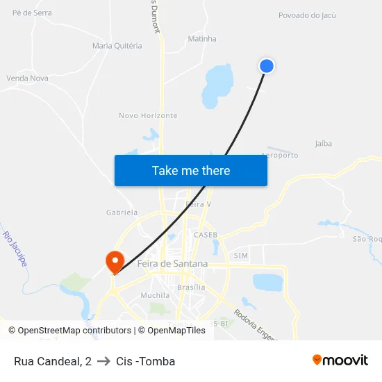 Rua Candeal, 2 to Cis -Tomba map
