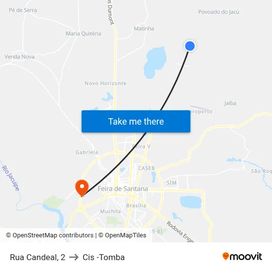 Rua Candeal, 2 to Cis -Tomba map