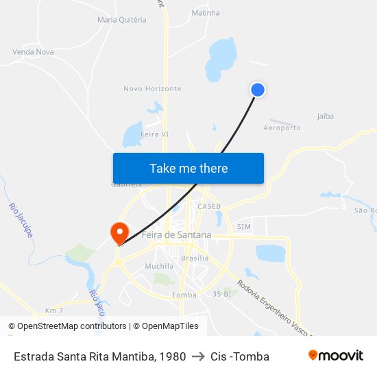 Estrada Santa Rita Mantiba, 1980 to Cis -Tomba map