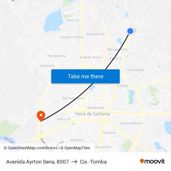 Avenida Ayrton Sena, 8007 to Cis -Tomba map