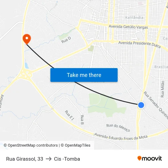 Rua Girassol, 33 to Cis -Tomba map