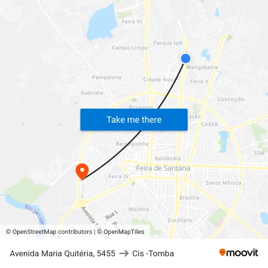 Avenida Maria Quitéria, 5455 to Cis -Tomba map