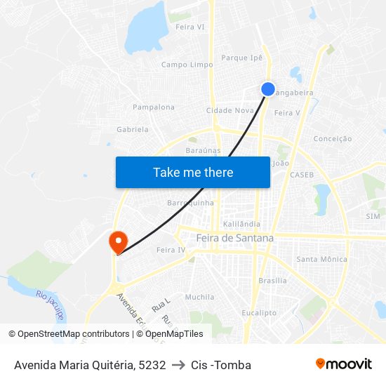 Avenida Maria Quitéria, 5232 to Cis -Tomba map