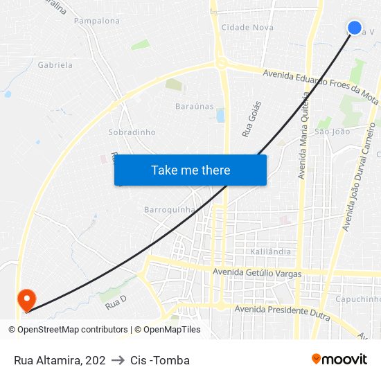 Rua Altamira, 202 to Cis -Tomba map