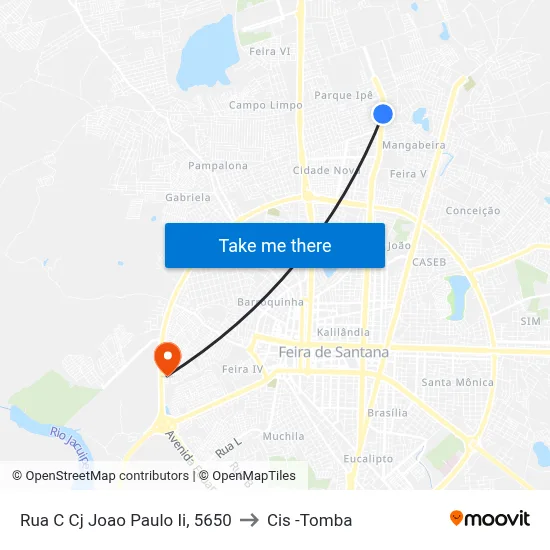 Rua C Cj Joao Paulo Ii, 5650 to Cis -Tomba map