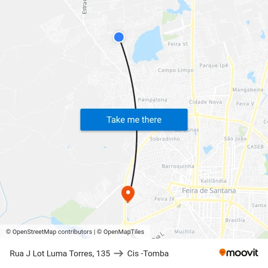 Rua J Lot Luma Torres, 135 to Cis -Tomba map