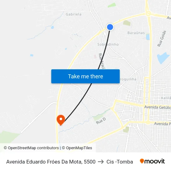 Avenida Eduardo Fróes Da Mota, 5500 to Cis -Tomba map