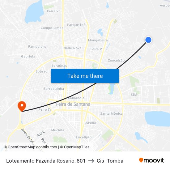 Loteamento Fazenda Rosario, 801 to Cis -Tomba map