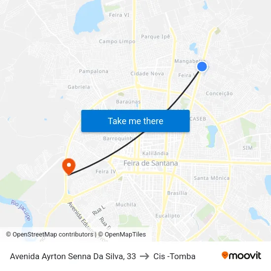 Avenida Ayrton Senna Da Silva, 33 to Cis -Tomba map