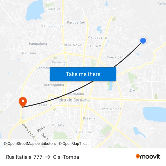 Rua Itatiaia, 777 to Cis -Tomba map