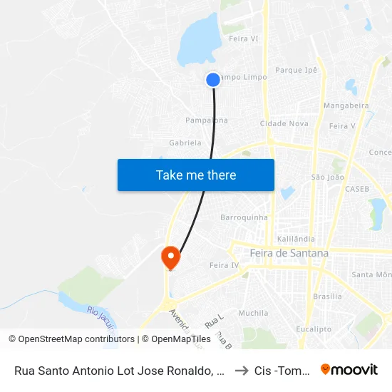 Rua Santo Antonio Lot Jose Ronaldo, 52 to Cis -Tomba map