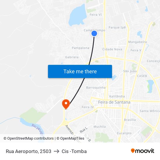 Rua Aeroporto, 2503 to Cis -Tomba map