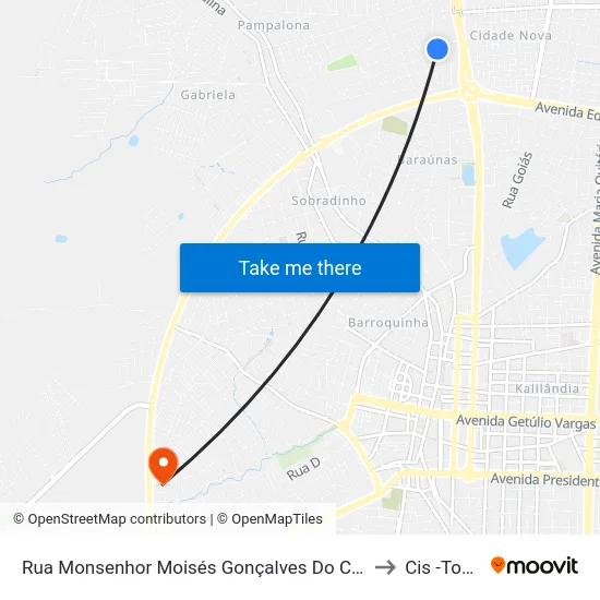 Rua Monsenhor Moisés Gonçalves Do Couto, 1130 to Cis -Tomba map