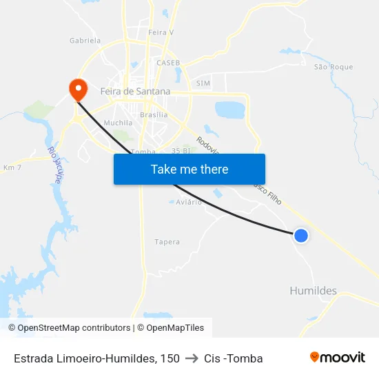 Estrada Limoeiro-Humildes, 150 to Cis -Tomba map