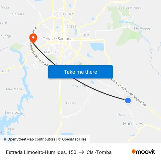 Estrada Limoeiro-Humildes, 150 to Cis -Tomba map