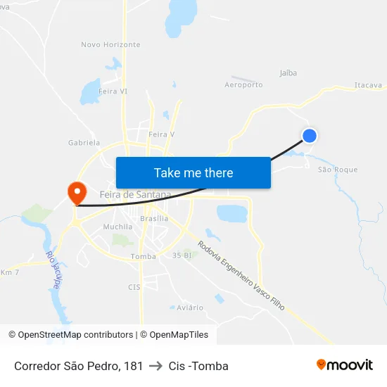 Corredor São Pedro, 181 to Cis -Tomba map