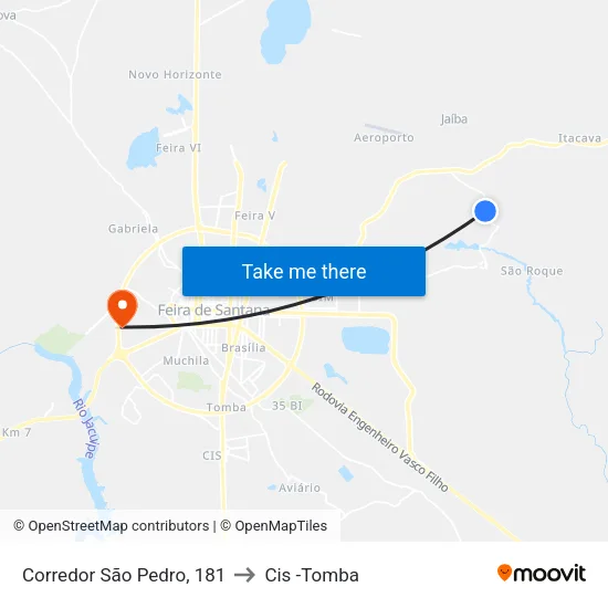 Corredor São Pedro, 181 to Cis -Tomba map
