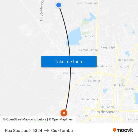 Rua São José, 6324 to Cis -Tomba map