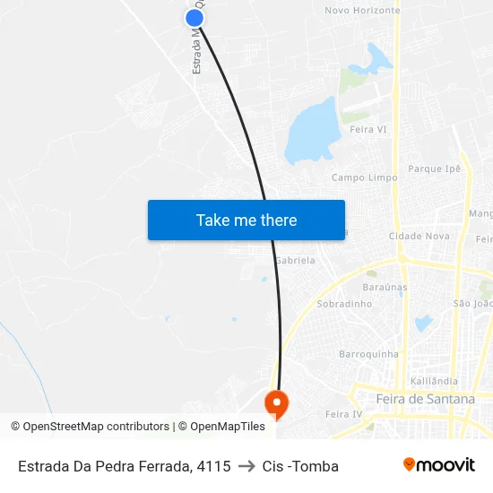 Estrada Da Pedra Ferrada, 4115 to Cis -Tomba map