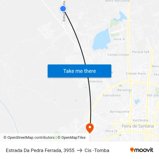 Estrada Da Pedra Ferrada, 3955 to Cis -Tomba map