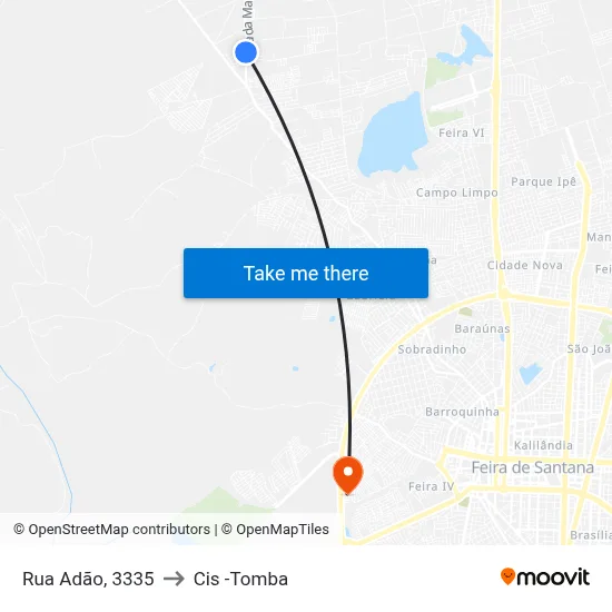 Rua Adão, 3335 to Cis -Tomba map