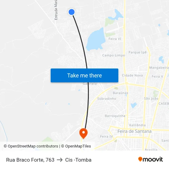 Rua Braco Forte, 763 to Cis -Tomba map