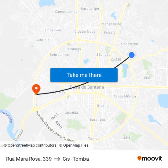 Rua Mara Rosa, 339 to Cis -Tomba map