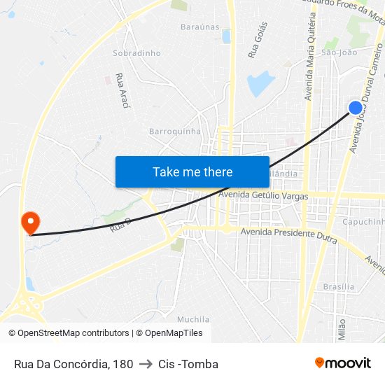 Rua Da Concórdia, 180 to Cis -Tomba map