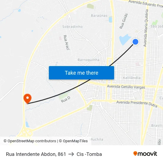 Rua Intendente Abdon, 861 to Cis -Tomba map