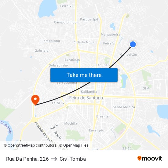 Rua Da Penha, 226 to Cis -Tomba map