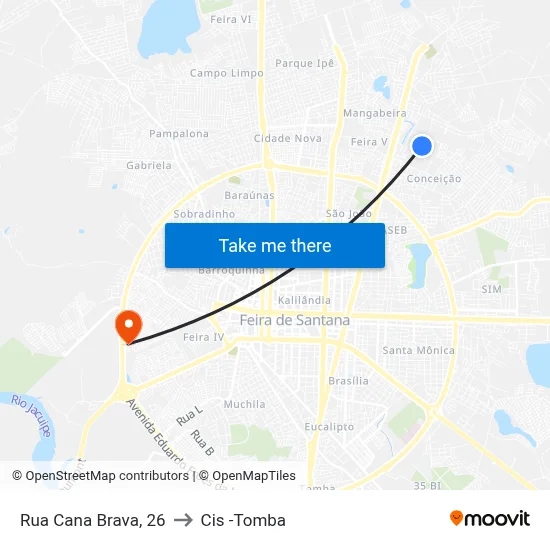 Rua Cana Brava, 26 to Cis -Tomba map