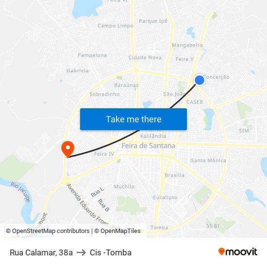 Rua Calamar, 38a to Cis -Tomba map