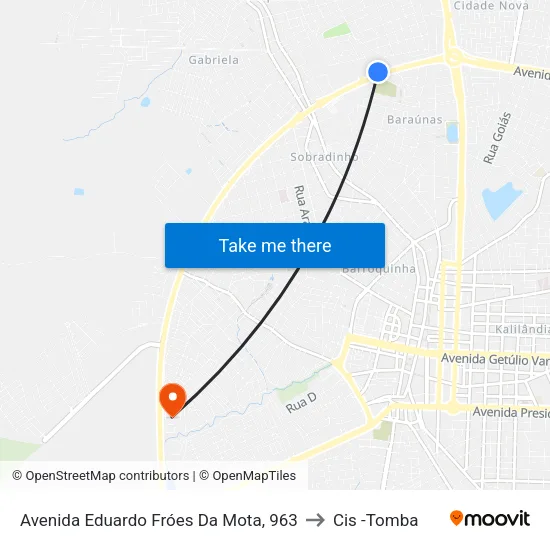 Avenida Eduardo Fróes Da Mota, 963 to Cis -Tomba map