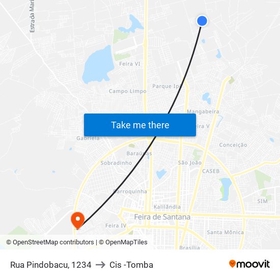 Rua Pindobacu, 1234 to Cis -Tomba map