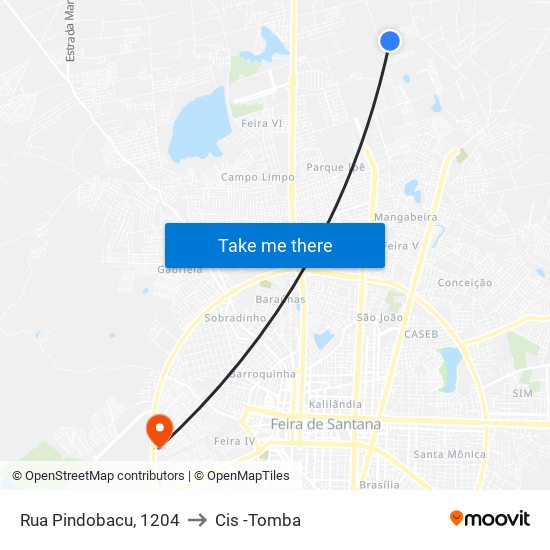 Rua Pindobacu, 1204 to Cis -Tomba map