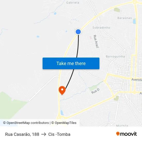 Rua Casarão, 188 to Cis -Tomba map