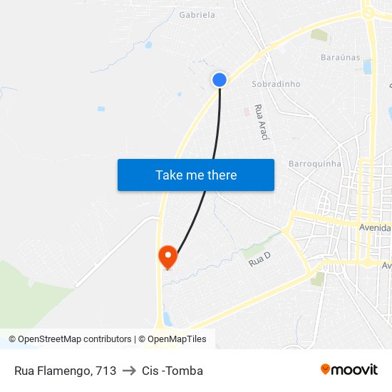 Rua Flamengo, 713 to Cis -Tomba map
