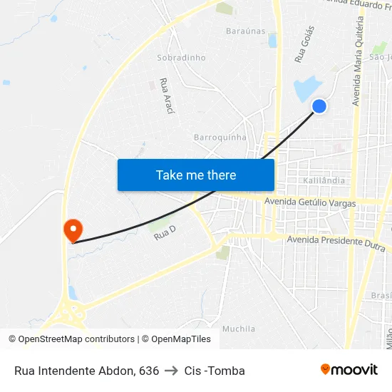 Rua Intendente Abdon, 636 to Cis -Tomba map