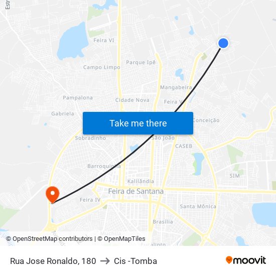 Rua Jose Ronaldo, 180 to Cis -Tomba map