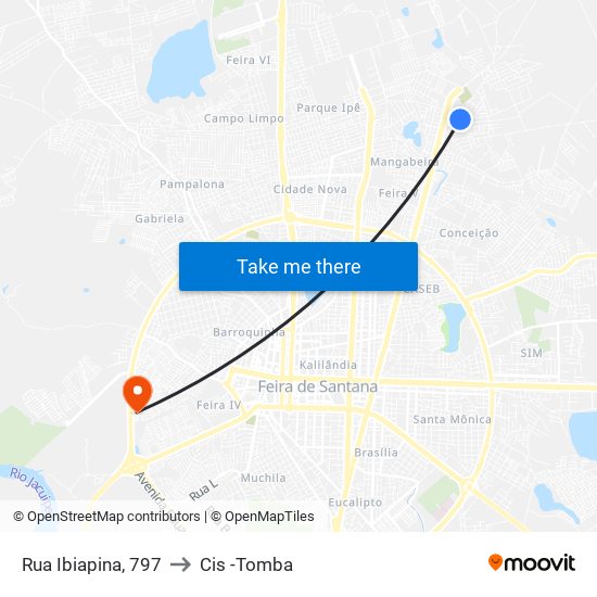 Rua Ibiapina, 797 to Cis -Tomba map