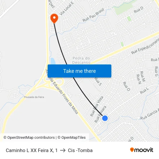 Caminho L XX Feira X, 1 to Cis -Tomba map