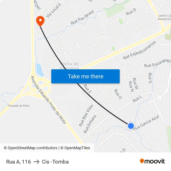 Rua A, 116 to Cis -Tomba map