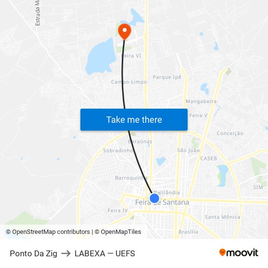 Ponto Da Zig to LABEXA — UEFS map