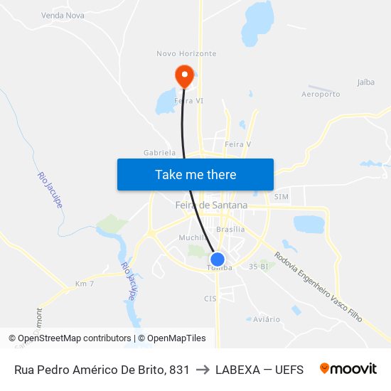 Rua Pedro Américo De Brito, 831 to LABEXA — UEFS map