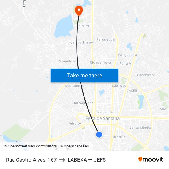 Rua Castro Alves, 167 to LABEXA — UEFS map