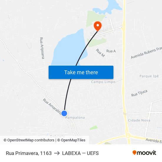 Rua Primavera, 1163 to LABEXA — UEFS map