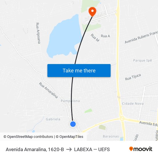 Avenida Amaralina, 1620-B to LABEXA — UEFS map