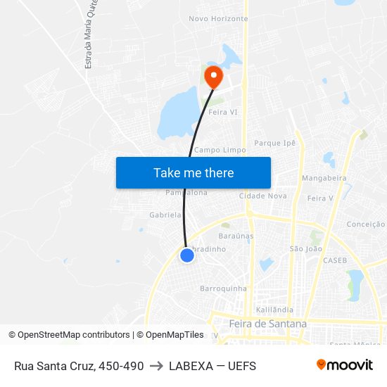 Rua Santa Cruz, 450-490 to LABEXA — UEFS map