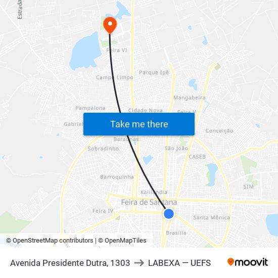 Avenida Presidente Dutra, 1303 to LABEXA — UEFS map